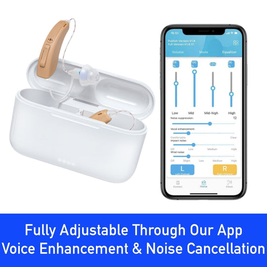 RIC Bluetooth Hearing Aids (App Controlled) - Beige